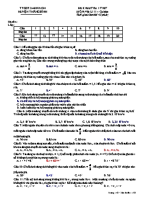 Đề kiểm tra một tiết chương 6 Vật lí lớp 11 - Phòng GD & ĐT Huyện Thăng Bình